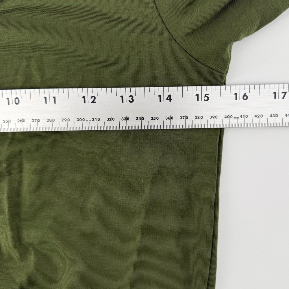 American Giant Olive Green Flex Fit & Flare Midi Dress Womens Size M USA Made - Picture 9 of 12